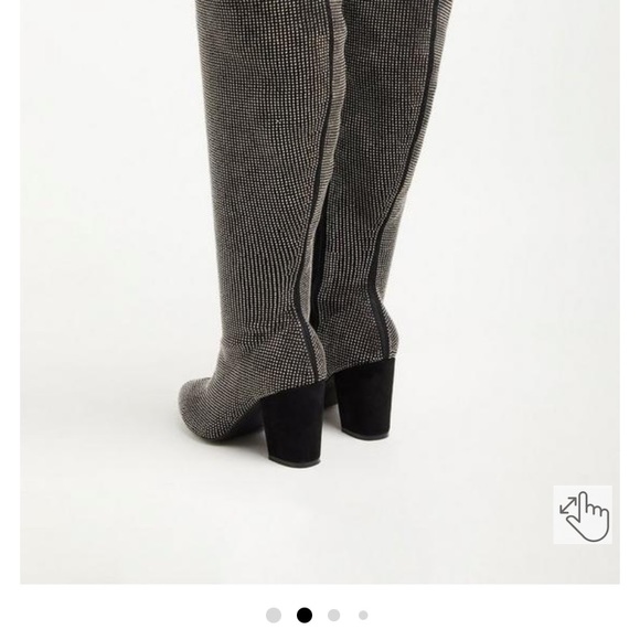 OVER THE KNEE HEEL BOOT - STRETCH KNIT STUDDED BLACK (WW) - Picture 2 of 10